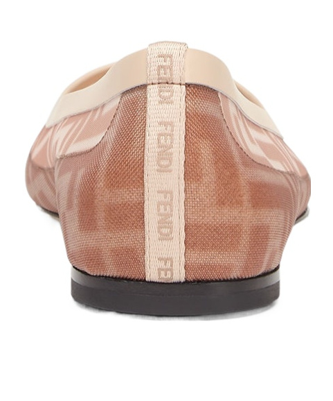 Fendi Colibri Ff Mesh Pointed Ballerina Flats In Nude