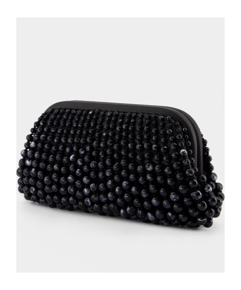 Cult Gaia Womens Black Nia Beads-embellishment Leather Clutch In Black