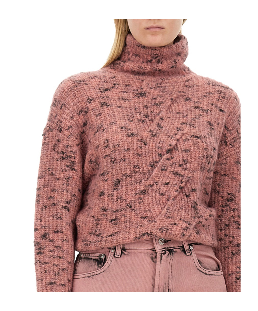 Moschino Textured Knit Turtleneck Shirt In Pink