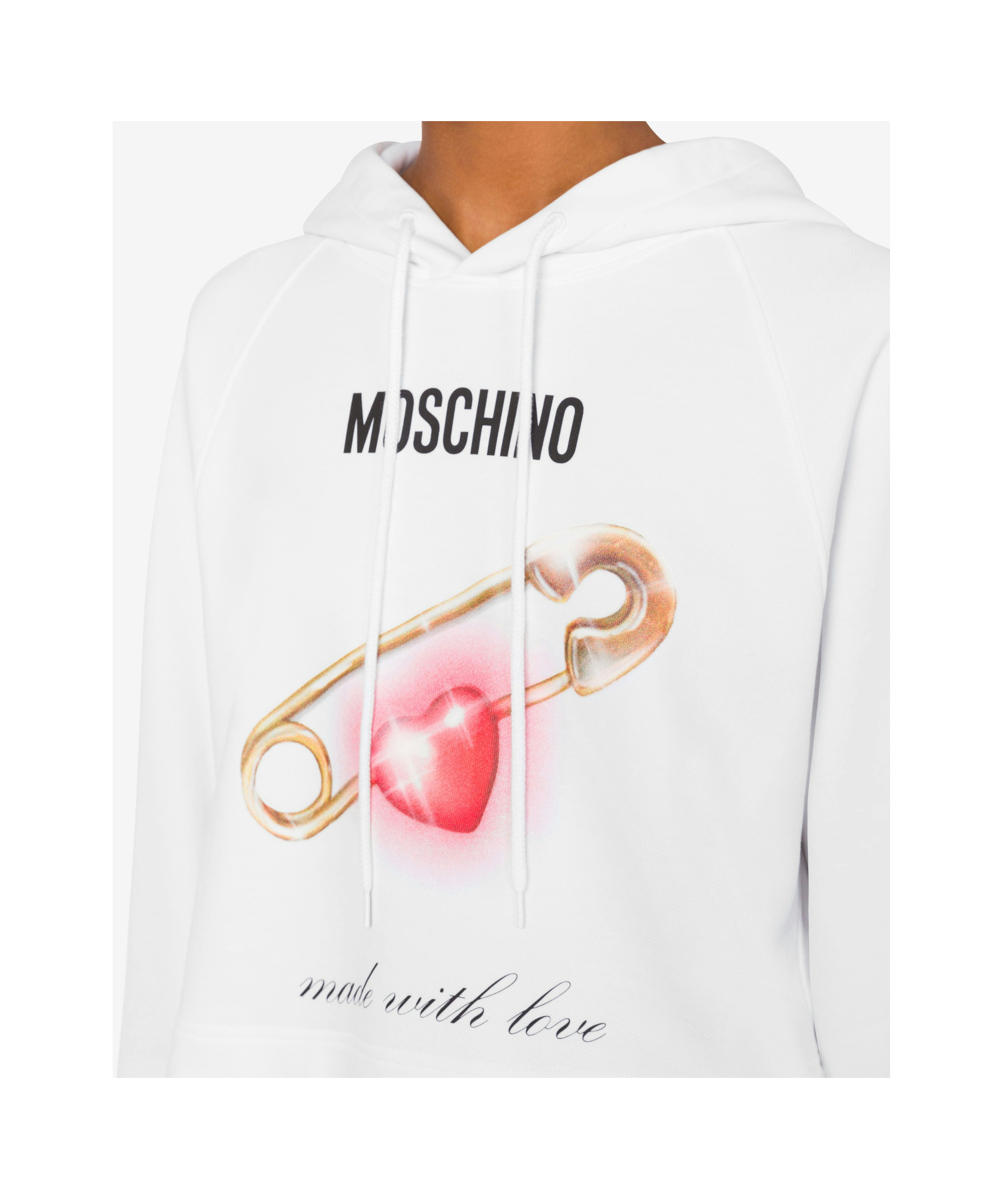 Moschino Heart-print Cotton Hoodie In White