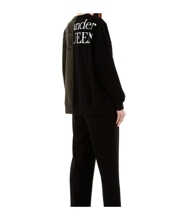 Alexander Mcqueen Rose Printed Casual Sweater In Black