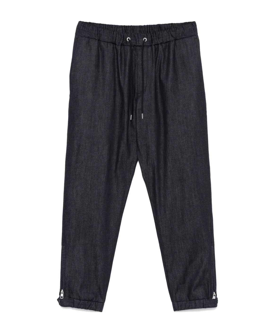 Moncler Logo-patch Tapered Trousers In Black