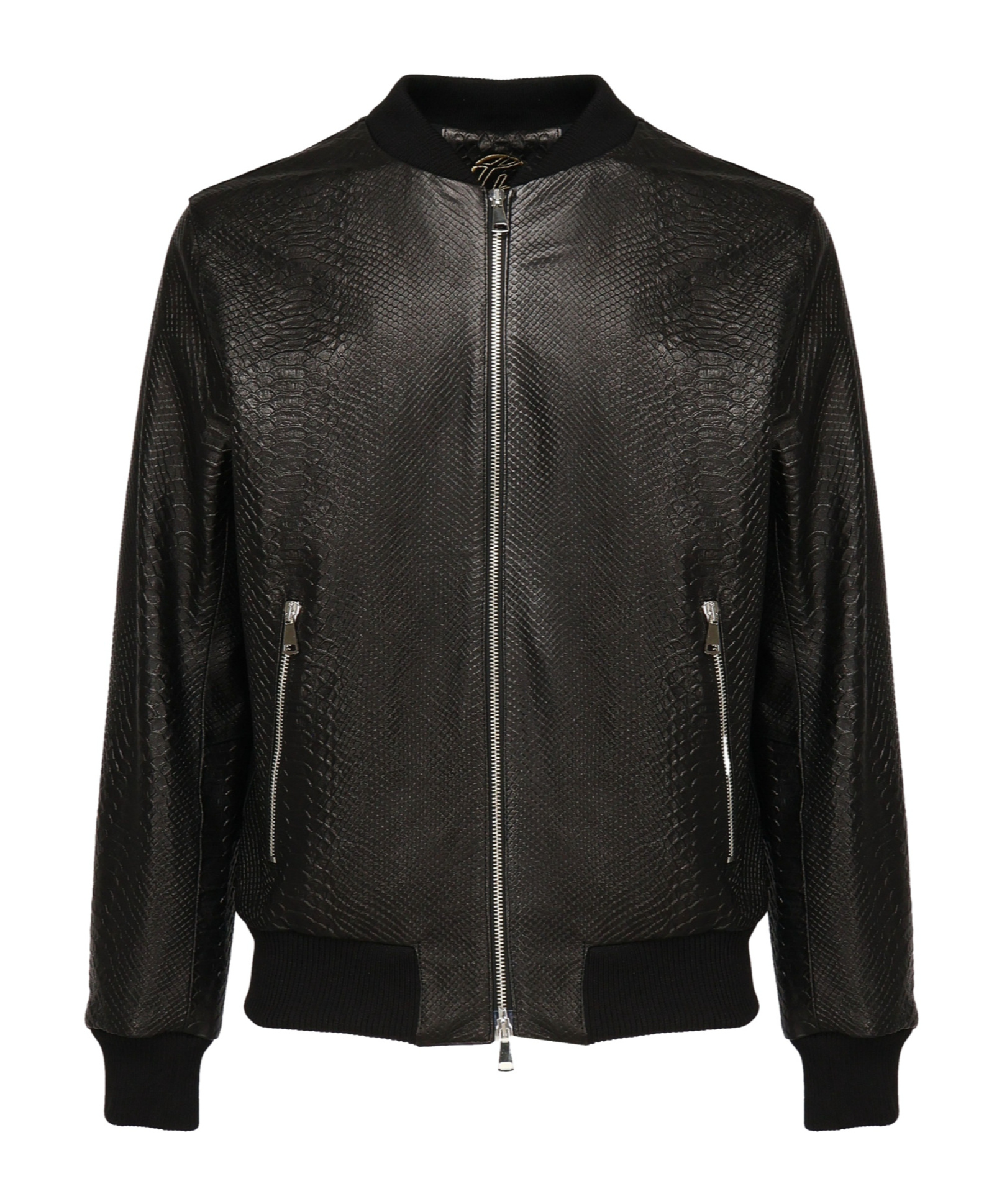 Giuliano Galiano Miami Zip Python-effect Leather Jacket In Black