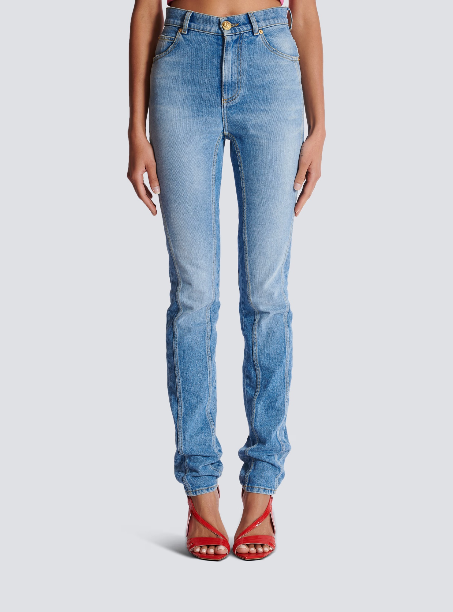 Balmain High-rise Slim-cut Jeans In Blue