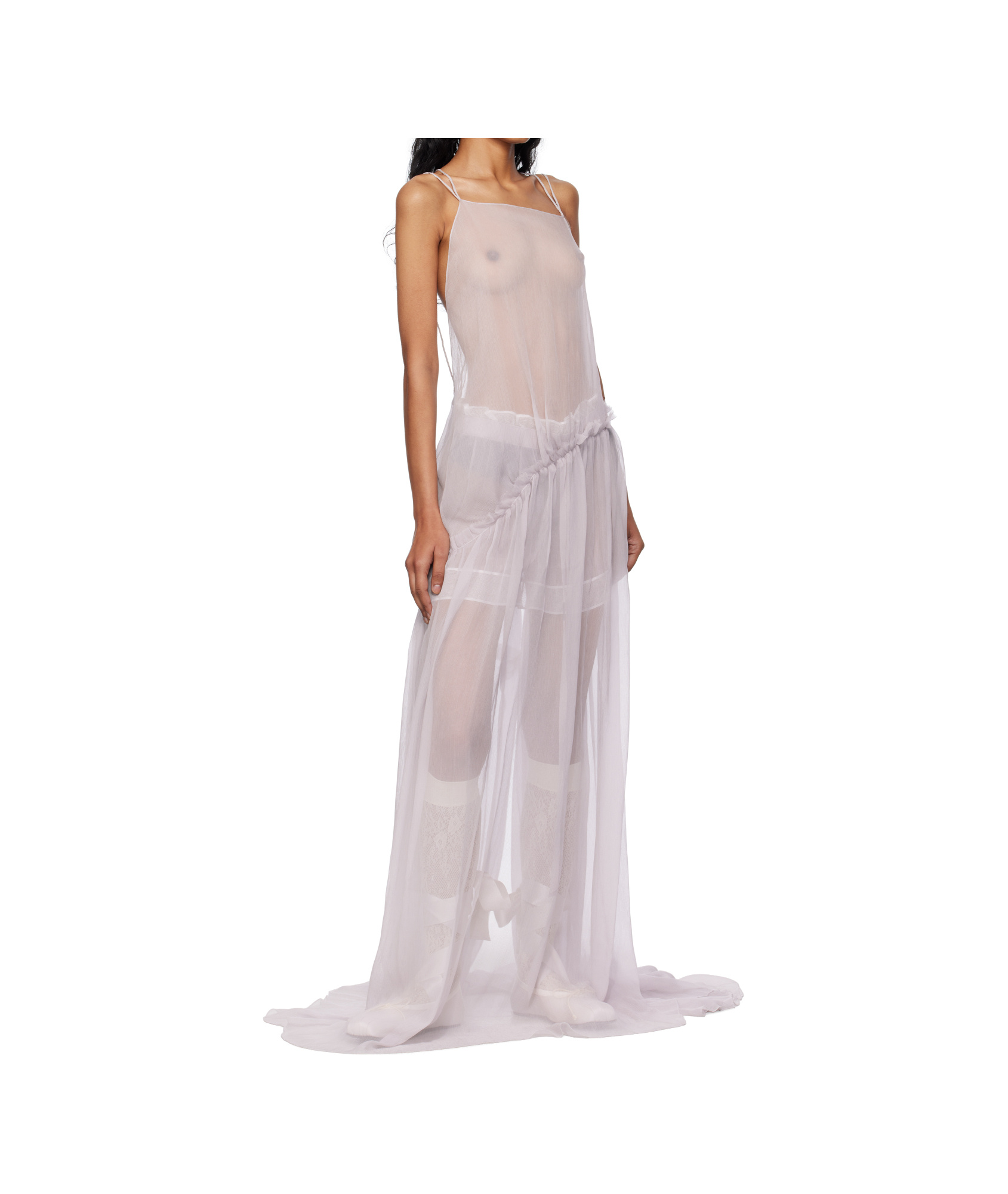 Ann Demeulemeester Purple Neta Long Deconstructed Maxi Dress In Transparent