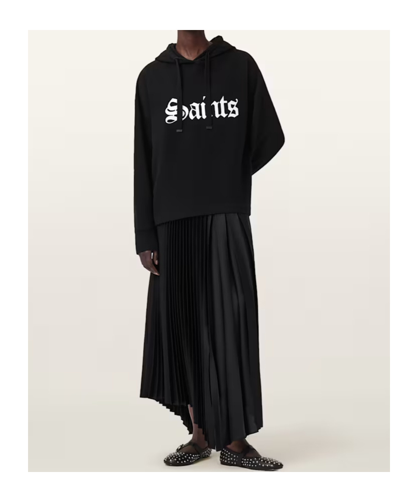 Allsaints Saint Etienne Oversize Organic Cotton Hoodie In Black