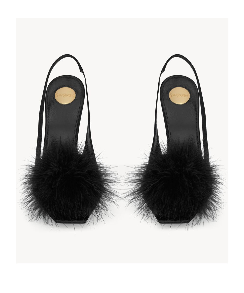 Saint Laurent Lydia Slingback Sandal In Black