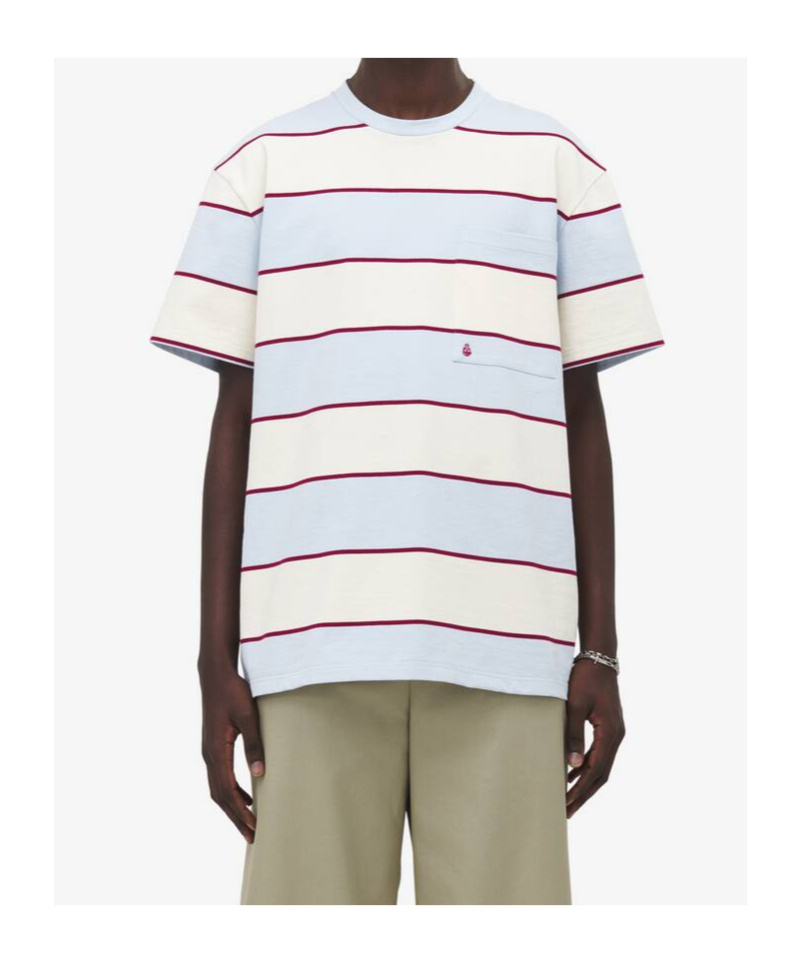 Alexander Mcqueen Inverted Skull Striped T-shirt In Blue