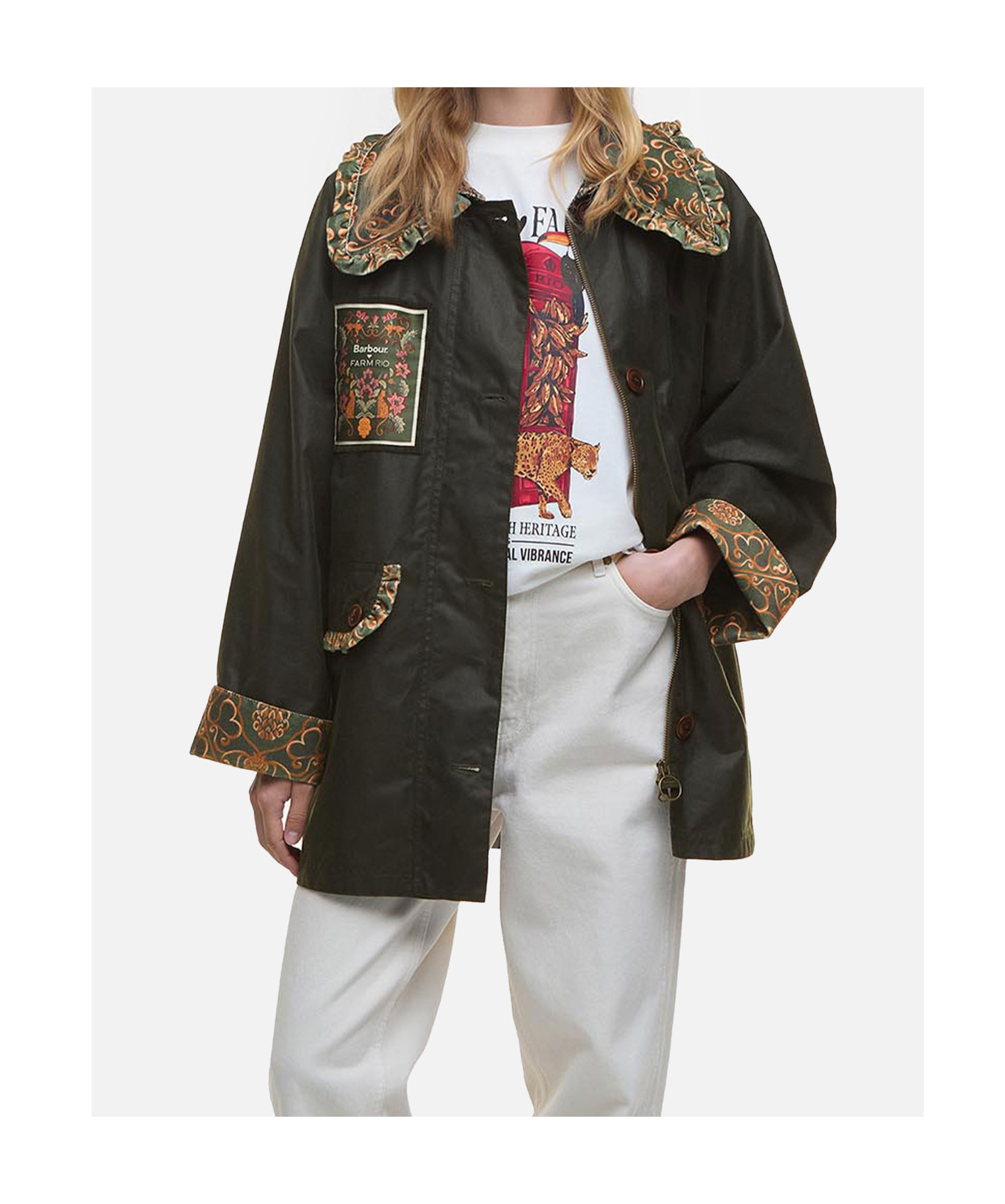 Barbour Farm Rio Maria-clara Waxed Jacket In Black