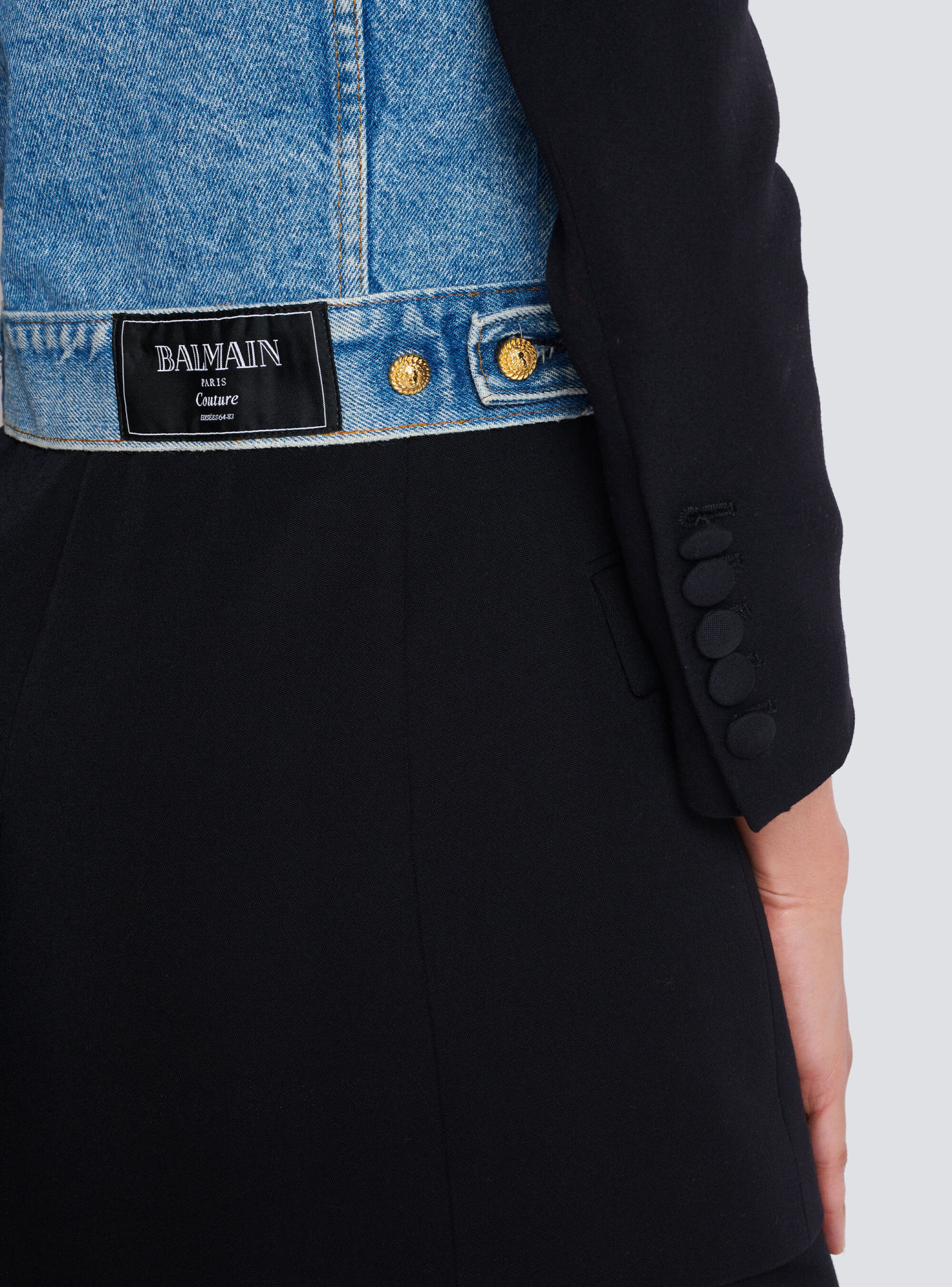 Shop Balmain 1-button Bi-material Jacket In Black