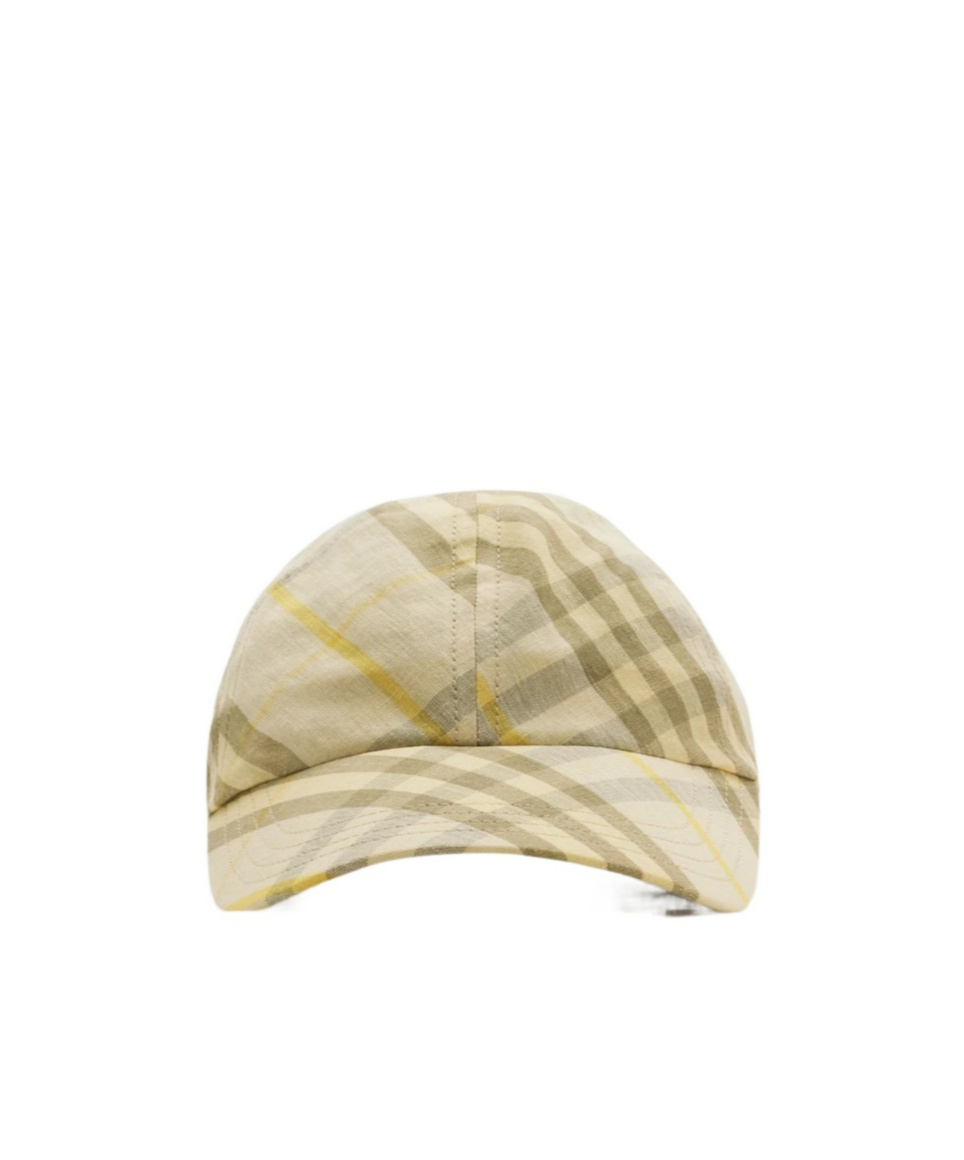 Burberry Check Linen Baseball Cap In Nude
