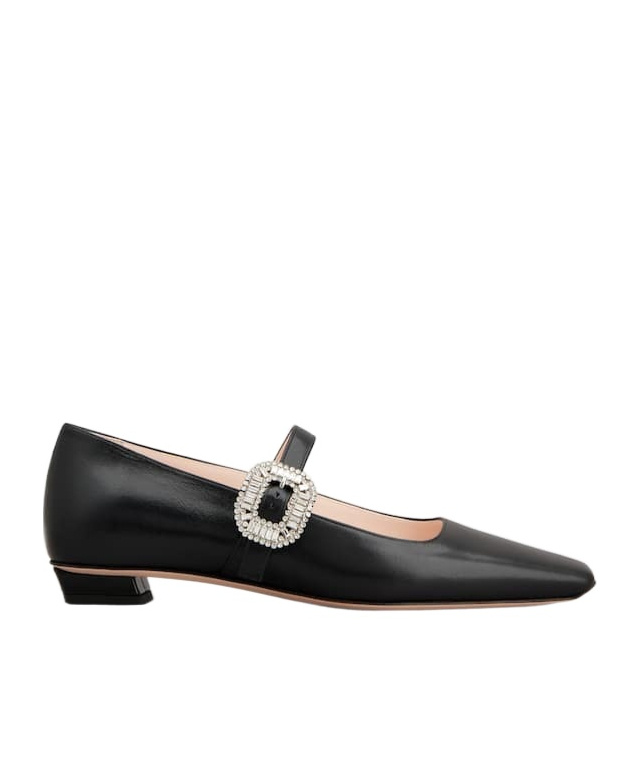 Roger Vivier Crystal Buckle Pointed Toe Strap Shoes