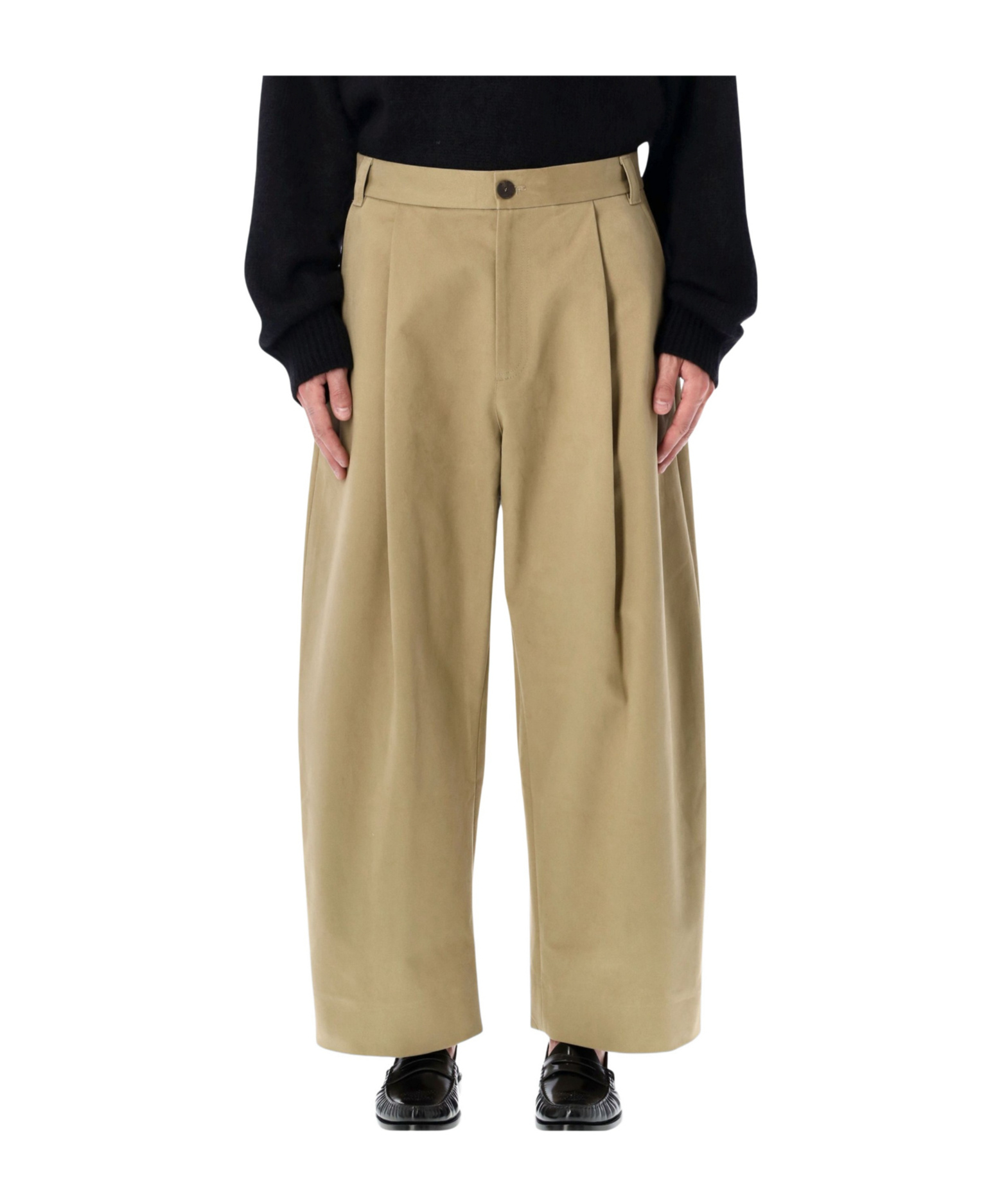 Studio Nicholson Pleated Chino Trousers Featuring Belt Loops In Neutral