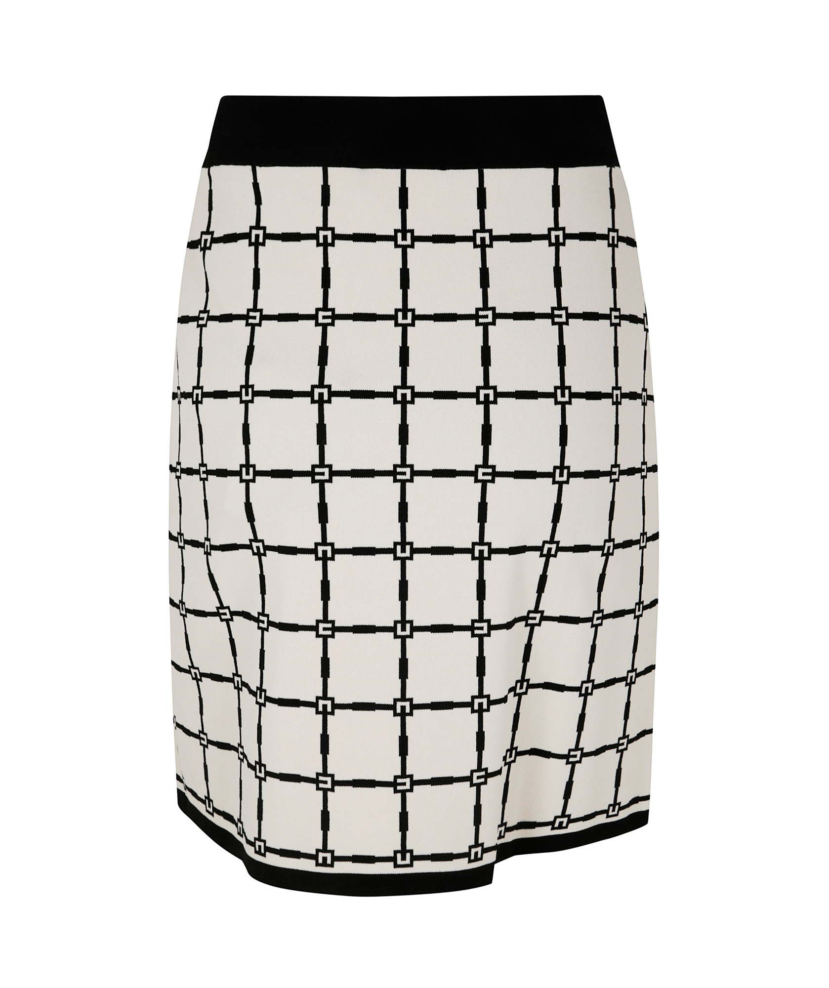 Elisabetta Franchi Grid-patterned Buttoned Mini Skirt In Cream