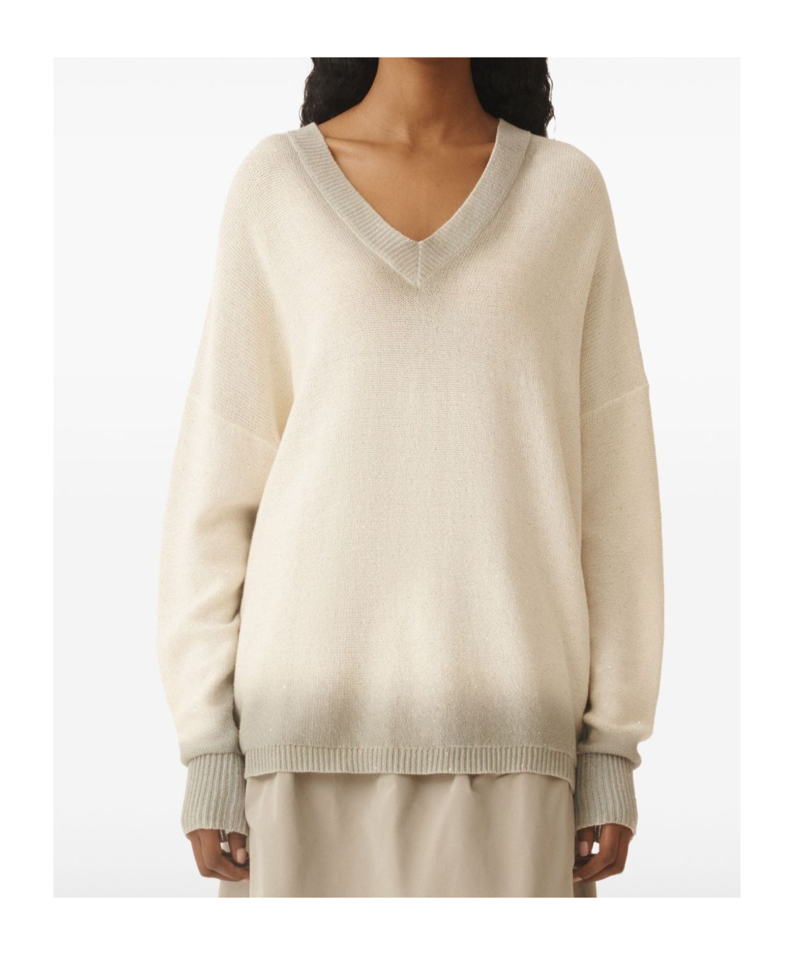 Fabiana Filippi Cotton And Linen Jersey With Sequins In Nude