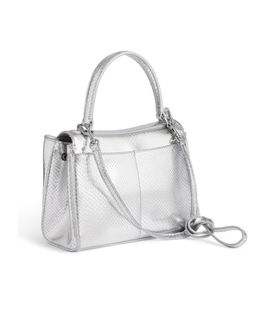 Balenciaga Rodeo Mini Python-embossed Leather Crossbody Bag In Silver