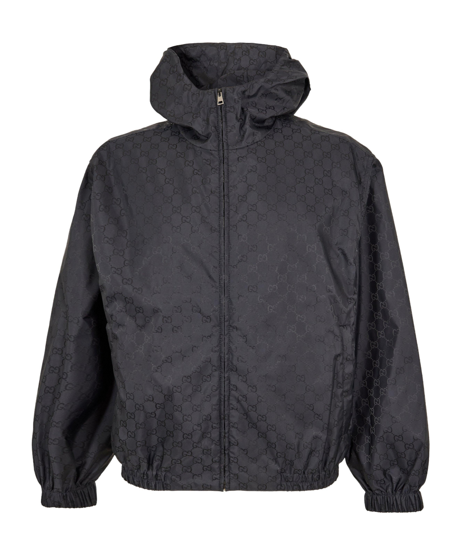 Gucci Hooded Windbreaker In Black