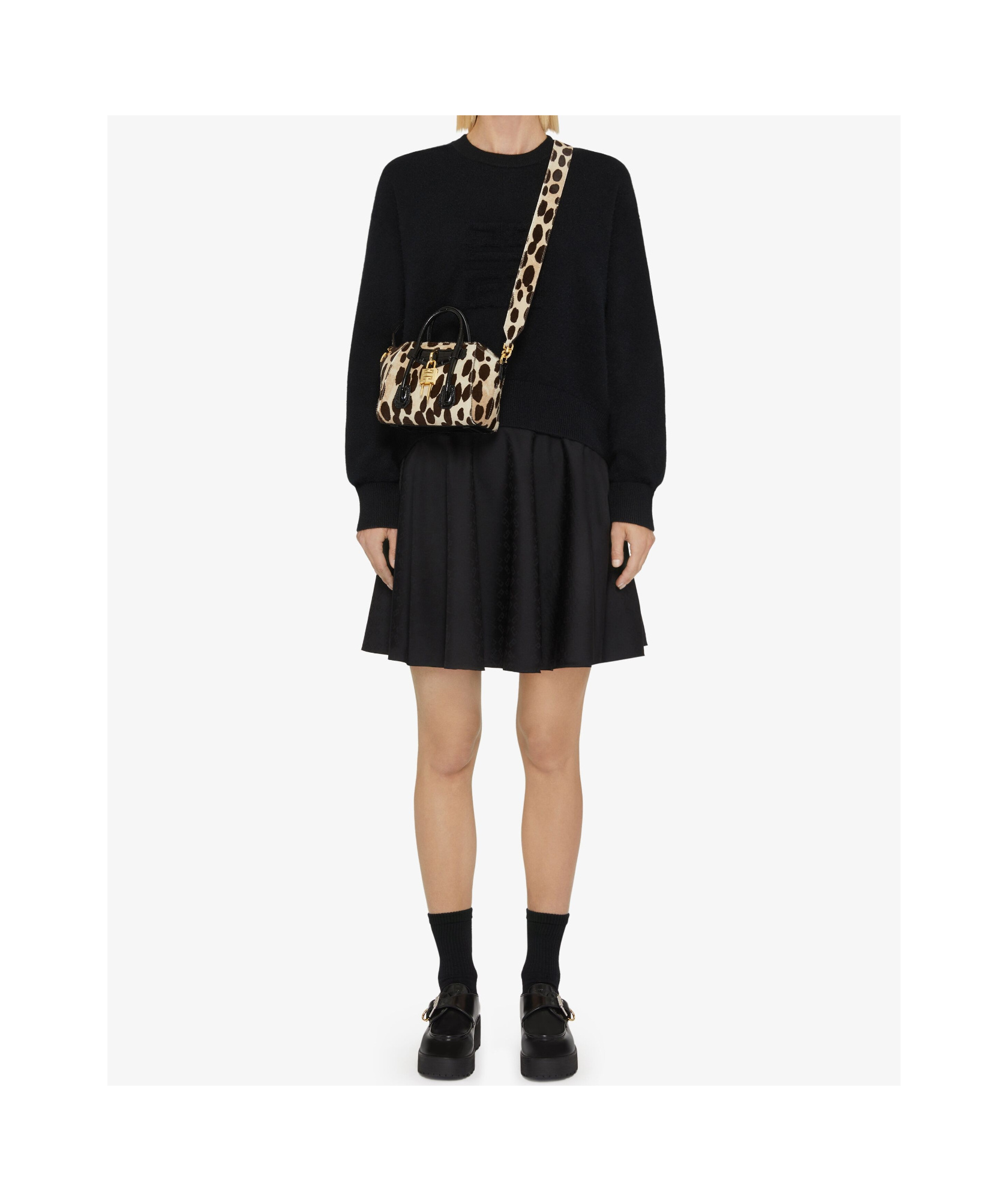 Givenchy Antigona Toy Lock Bag In Leopard Print Pony Leather In Black