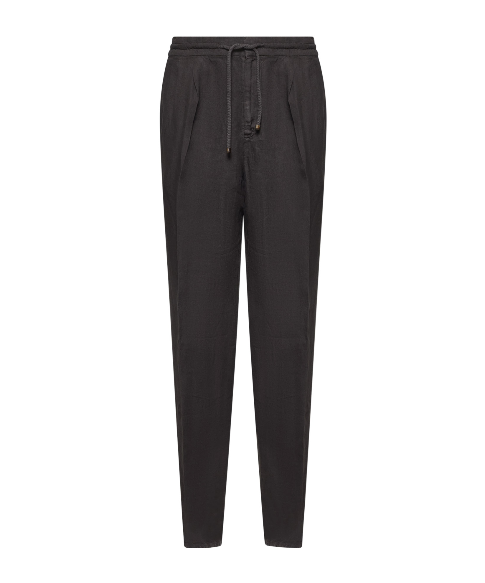 Brunello Cucinelli Brown Linen Leisure Fit Trousers In Black