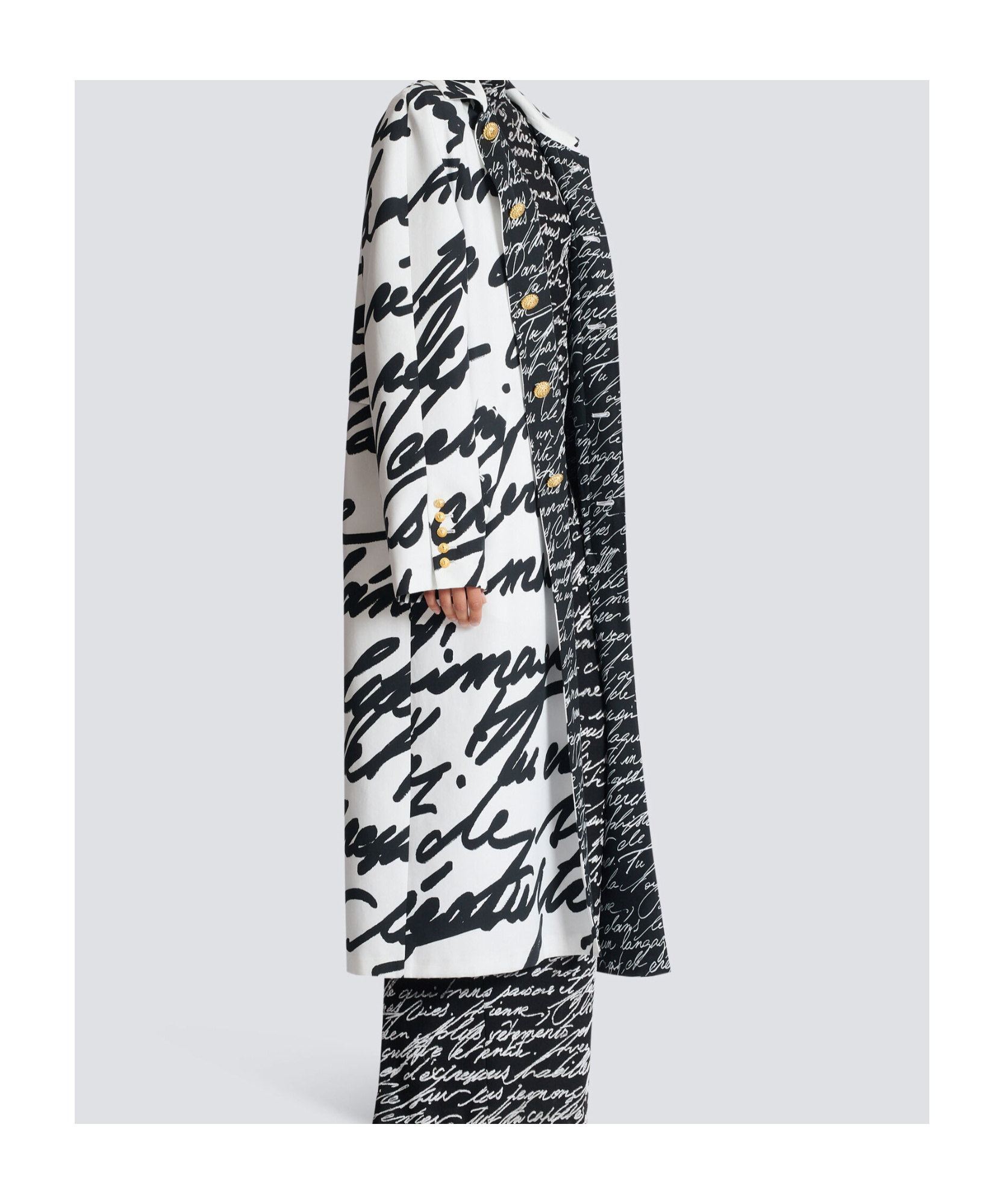 Balmain Love Letter Reversible Coat In White
