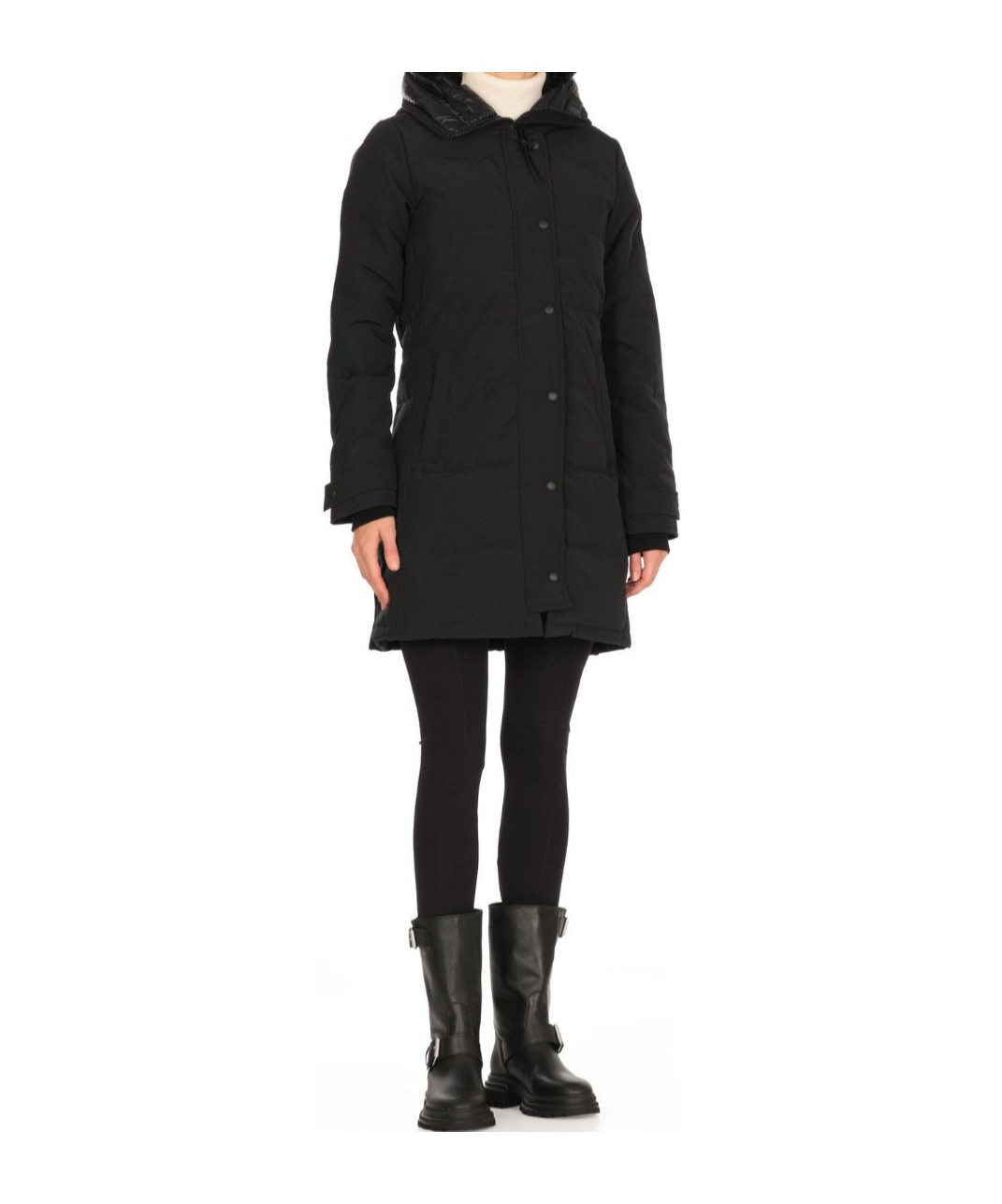 Canada Goose Long Sleeve Padded Quilted Coat With Cuffs In Black