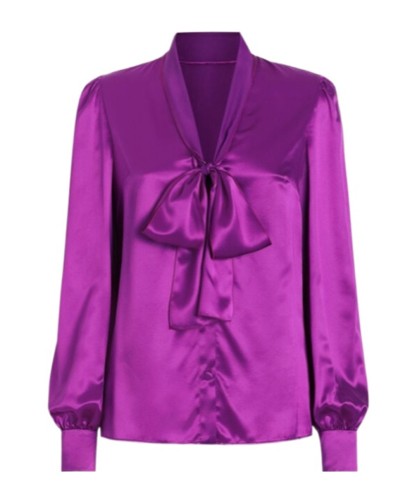 Dolce & Gabbana Pussy-bow Silk-chiffon Blouse In Purple