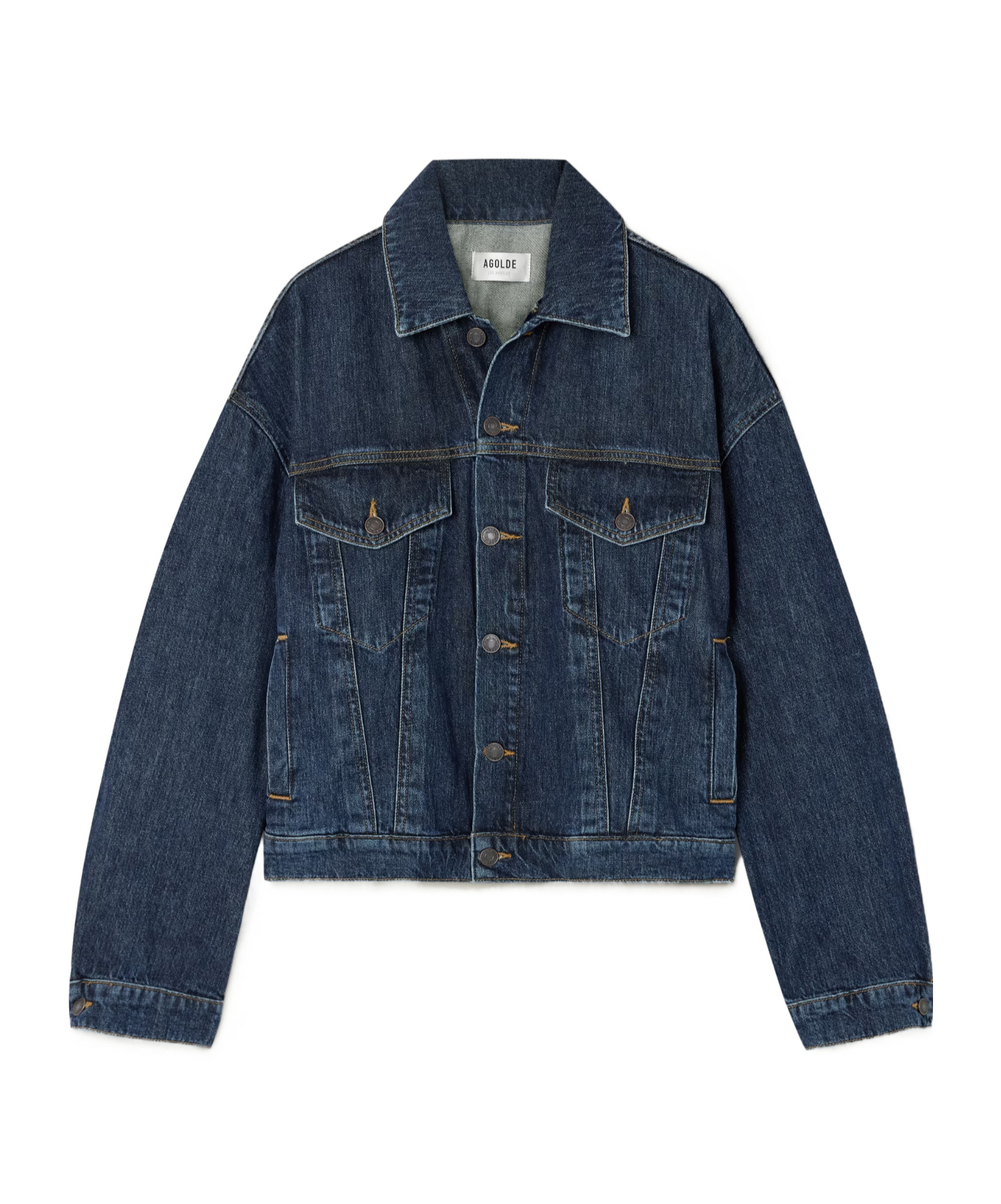 Agolde Button Denim Jacket In Blue