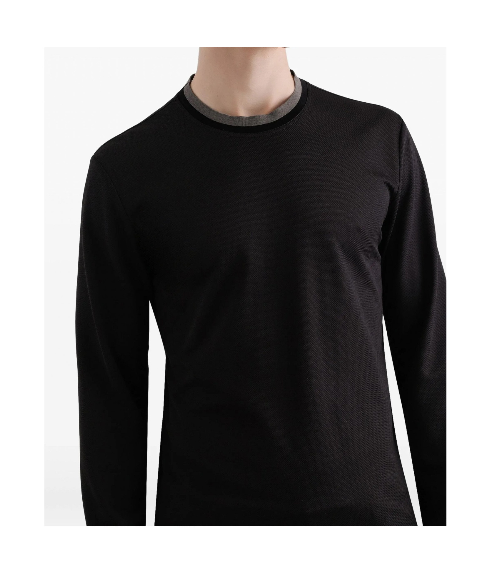 Dolce & Gabbana Contrast-trim Long-sleeve T-shirt In Black