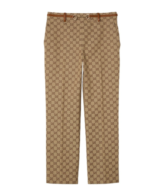 Gucci Tailored Pants With Distinctive Logo Pattern In Brown