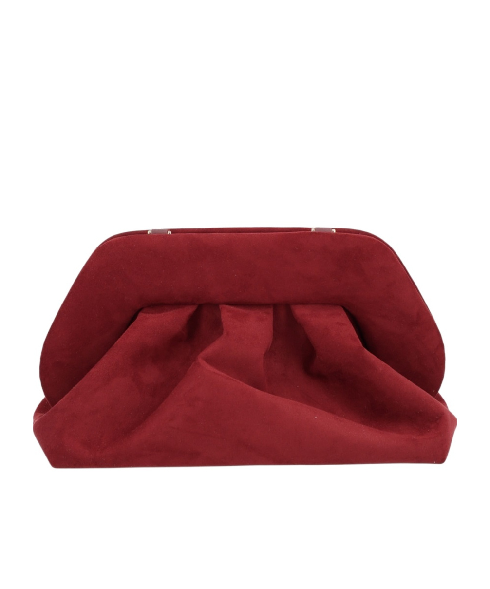 Themoirè Pleated Clutch Bag In Red