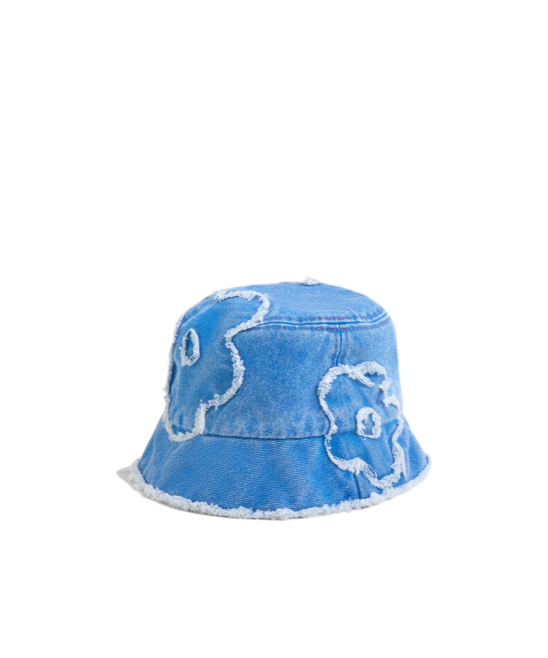 Marni Light Blue Denim Bucket Hat With Dillies Patch Details In Blue