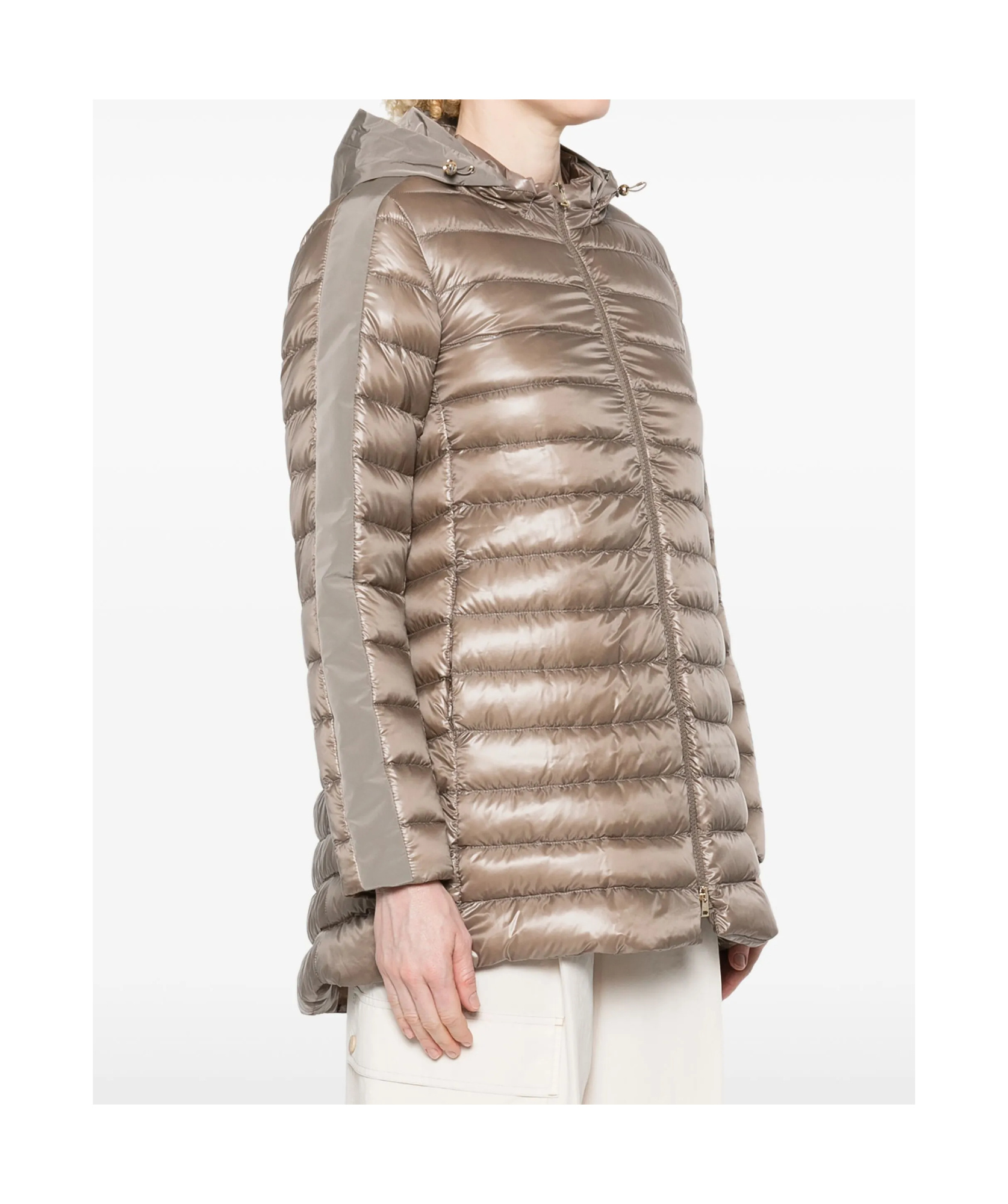 Herno Quilted Hooded Down Jacket In Brown