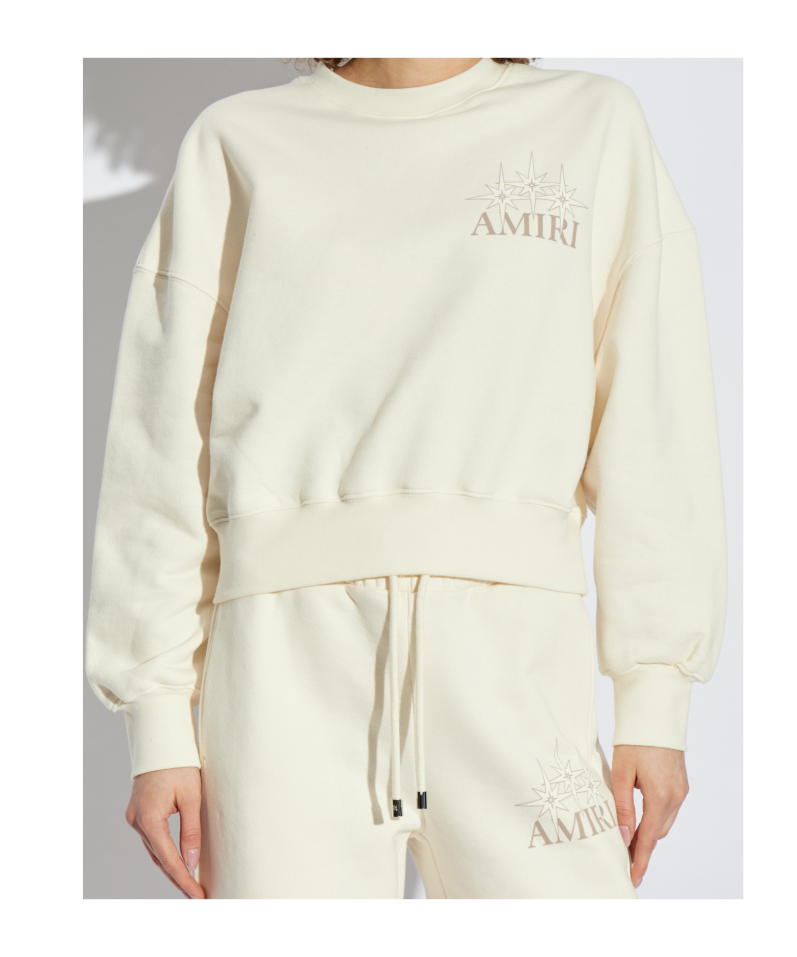Amiri Starburst Crop Crewneck Sweatshirt In White