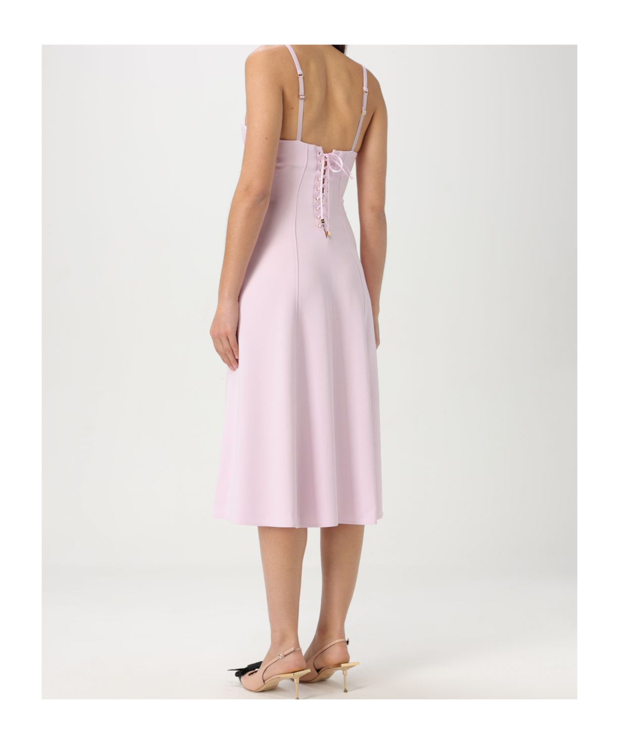 Elisabetta Franchi Lace-up Detail Crepe Midi Dress