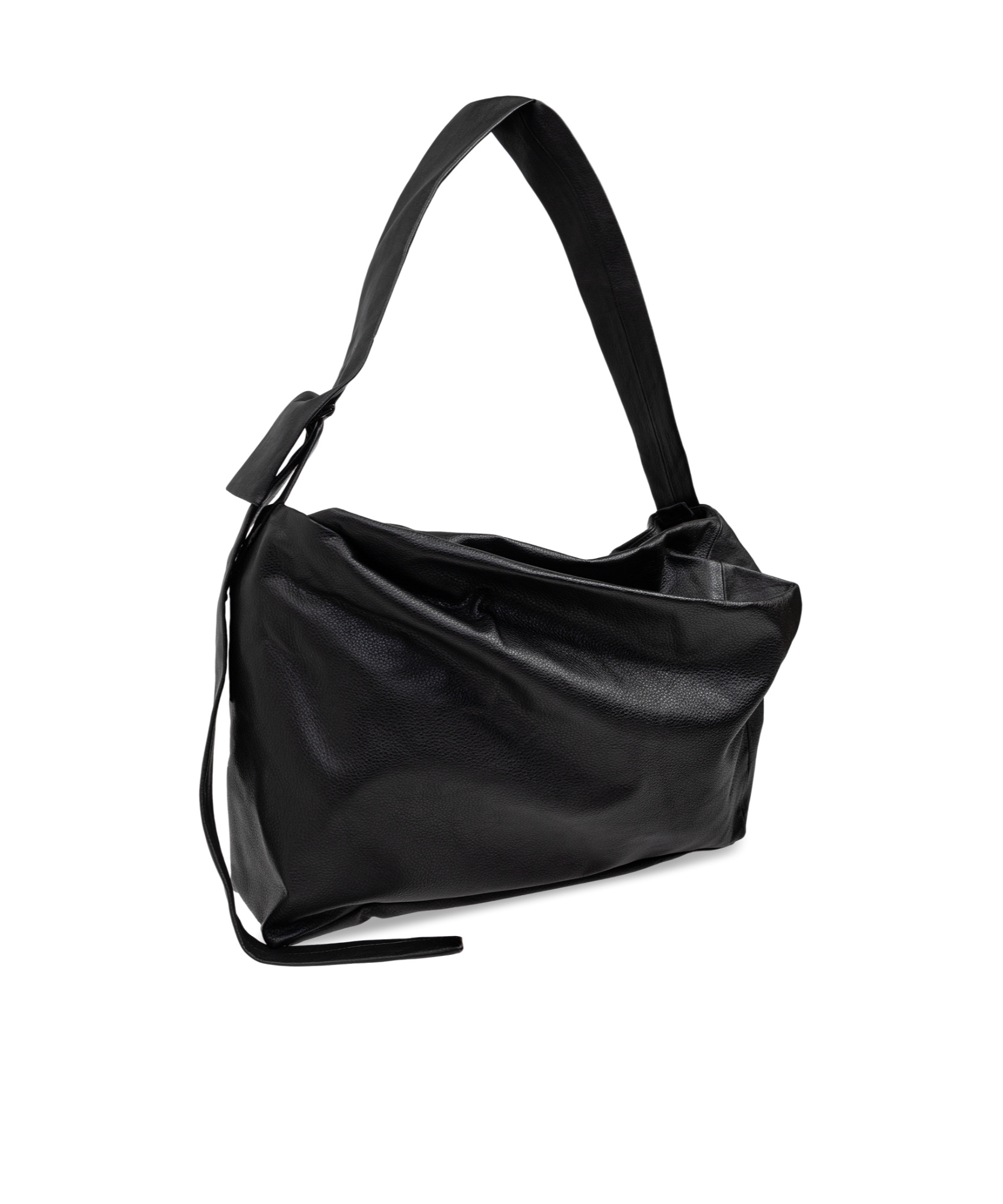 Yohji Yamamoto Puff Leather Shoulder Bag In Black
