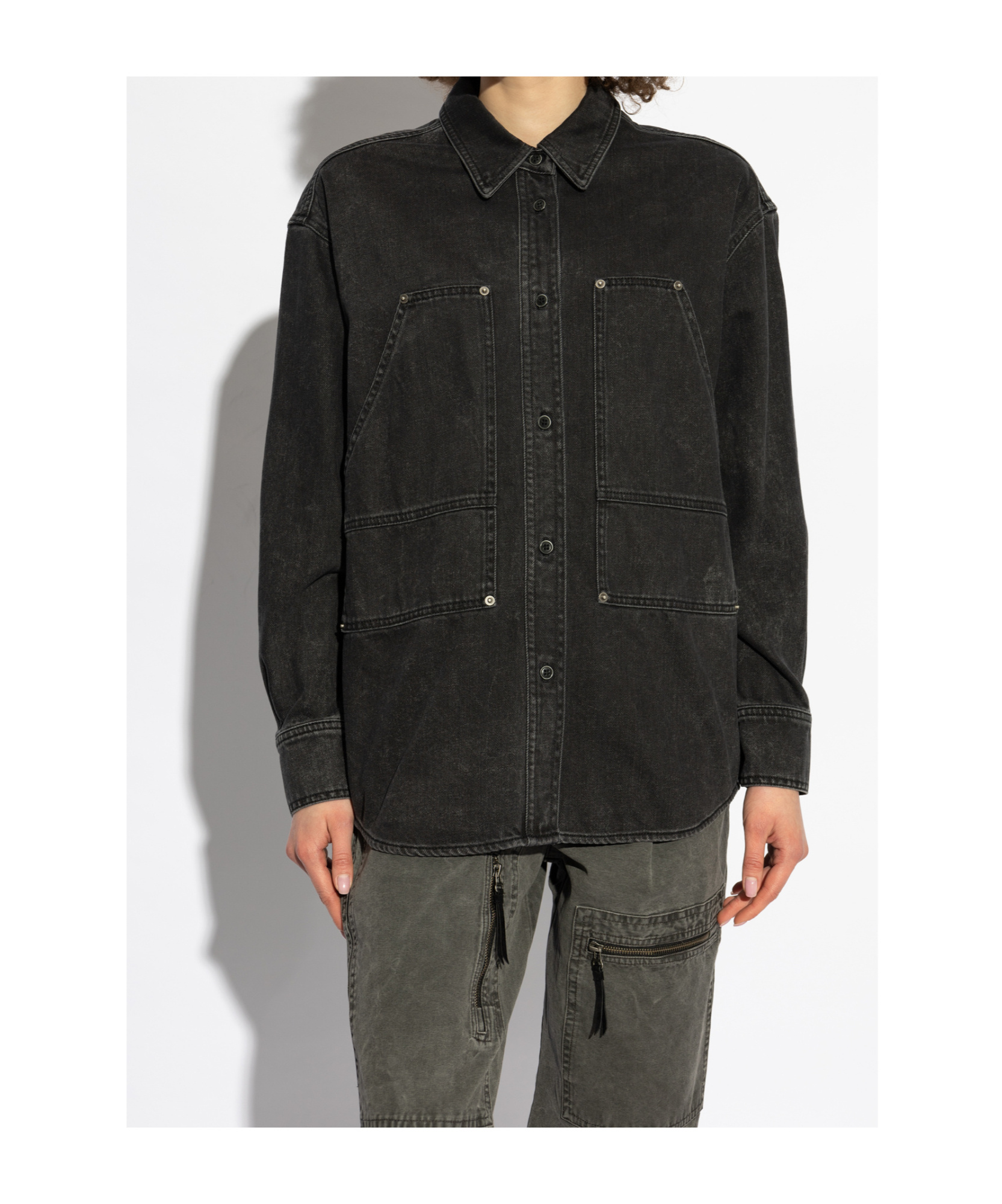 Isabel Marant Étoile Long Sleeve Denim Jacket In Black