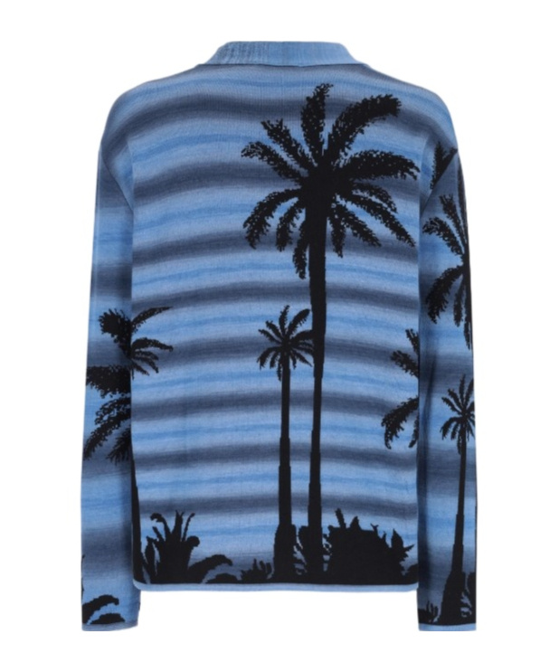 Shop Laneus Knitted Cardigan In Blue