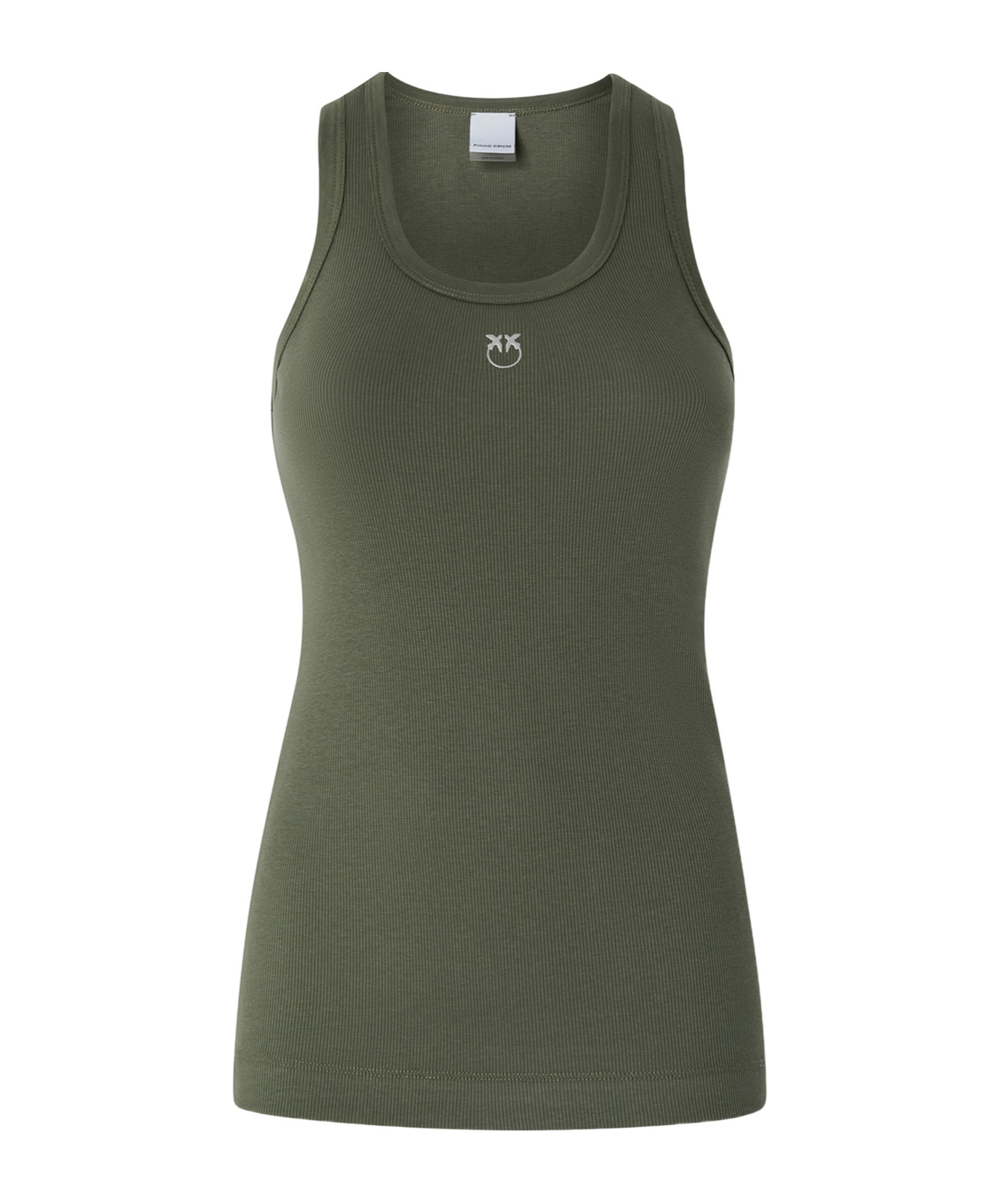 Shop Pinko Logo-embroidered Tank Top In Green