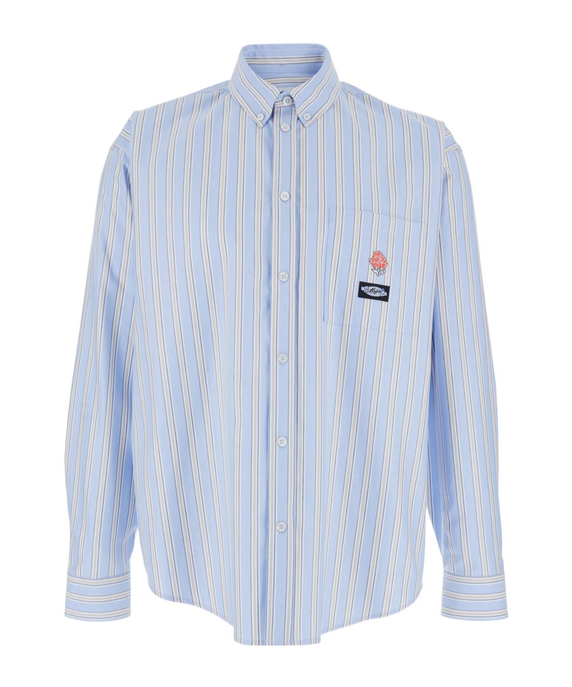 Msgm Lapel Long-sleeved Shirt In Blue