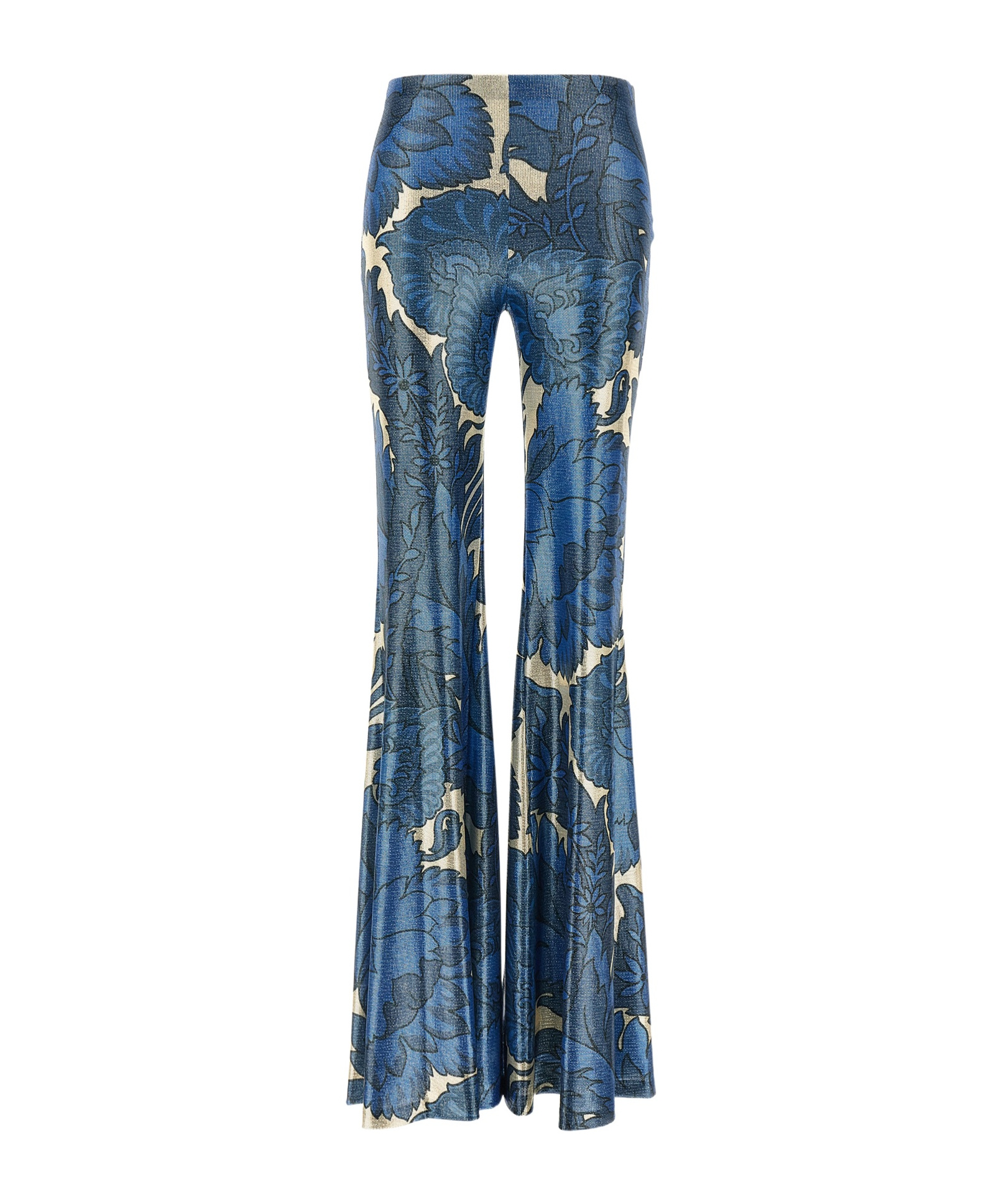 Etro Laminated Trousers In Blue