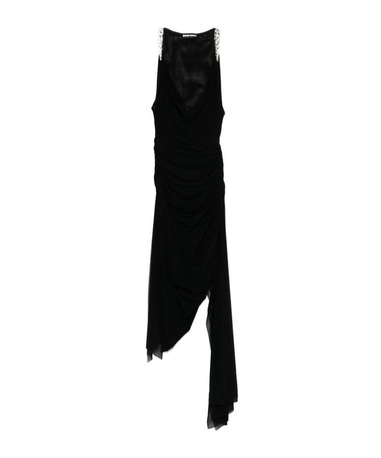 David Koma Draped Maxi Dress In Black