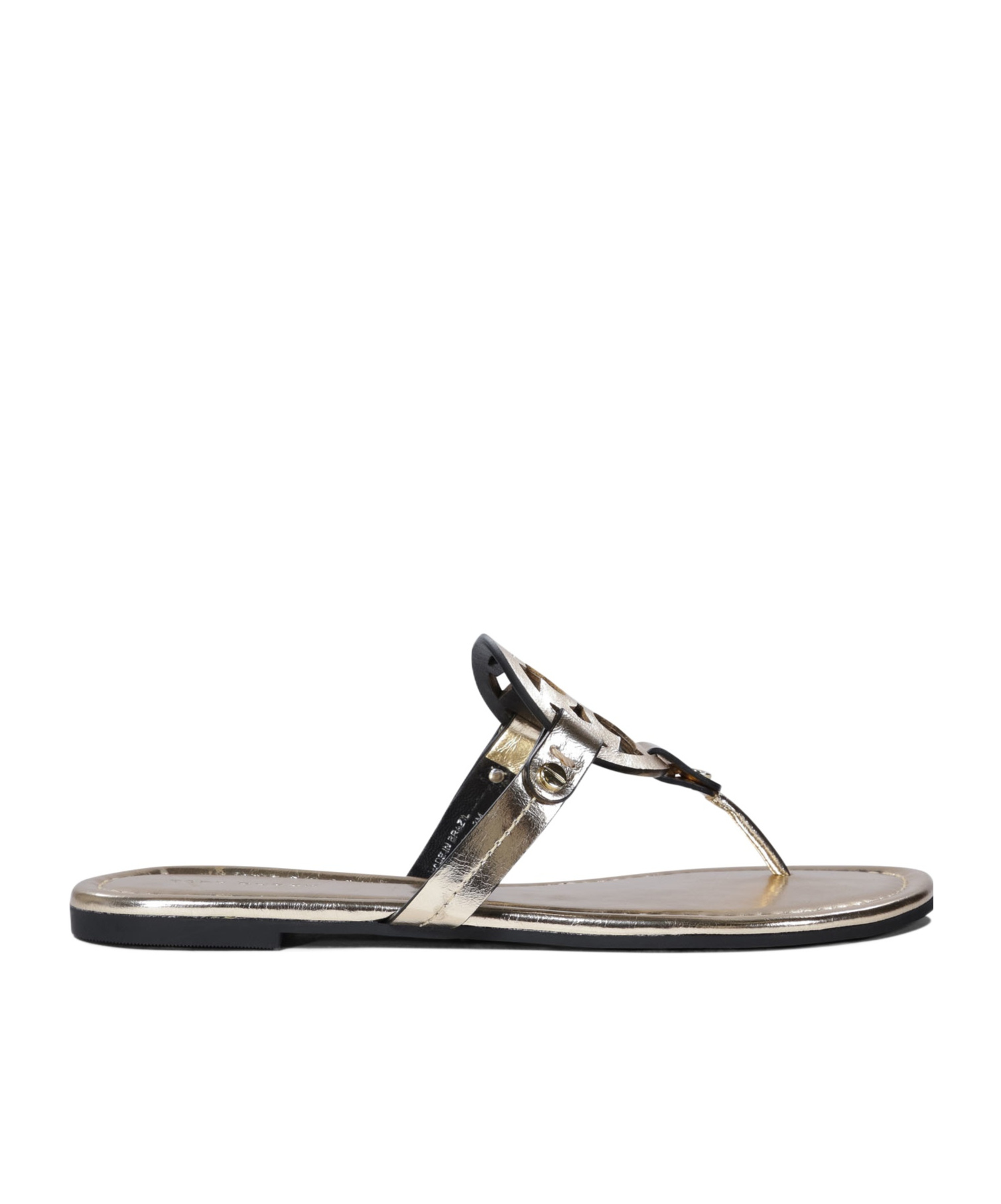 Tory Burch Miller Beige Leather Flip-flops In Black