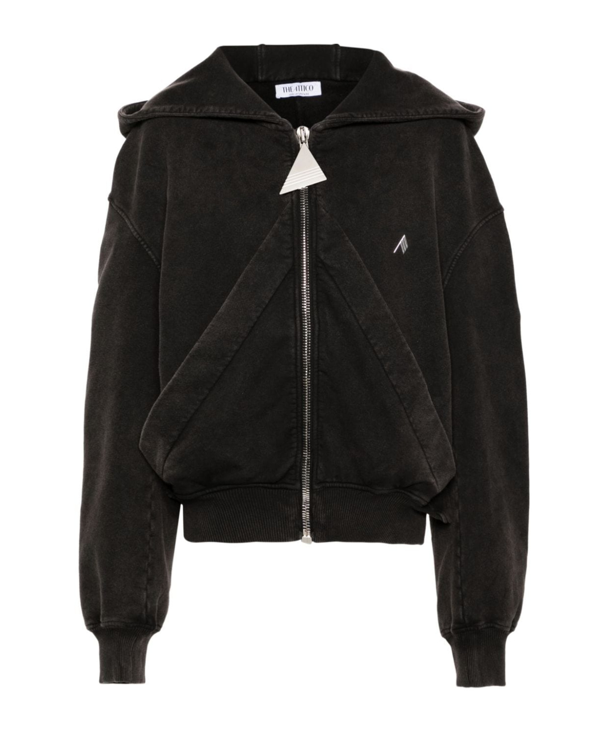 Shop Attico Wide-sleeves Cotton Hoodie In Black