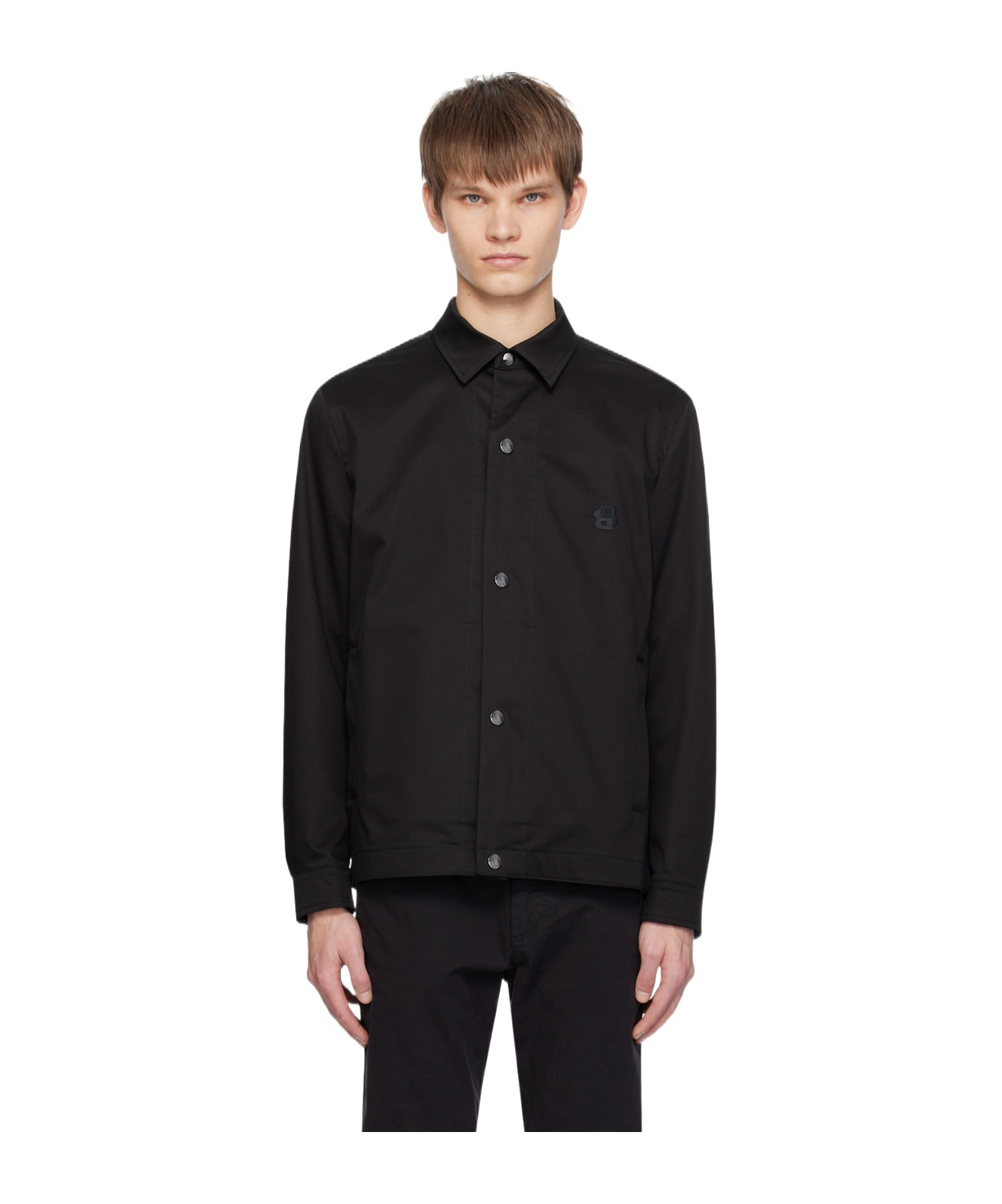 Hugo Boss Relaxed-fit Snap Casual Jacket In Black