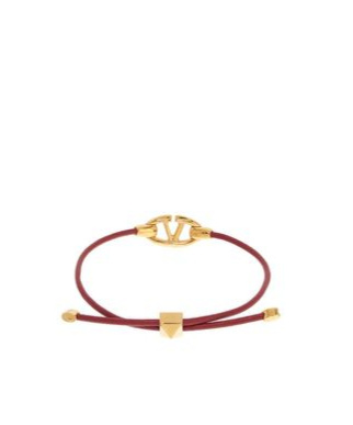 Valentino Leather Vlogo Bracelet 'the Bold In Yellow