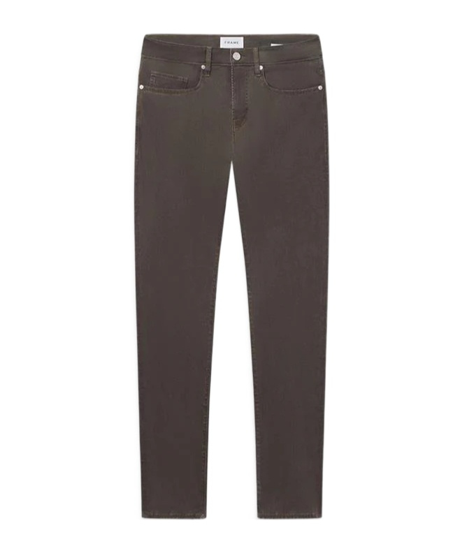 Frame L'homme Slim Brushed Twill Jeans In Brown