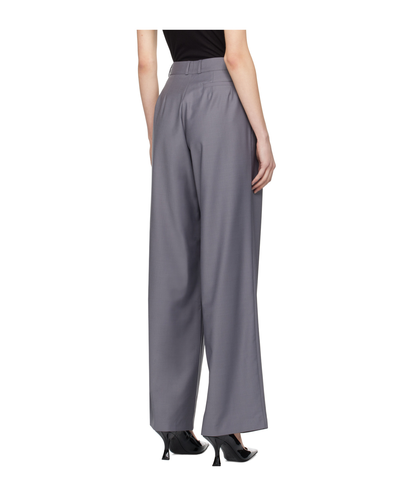 The Frankie Shop Womens Grey Ripley Pleated Wide-leg Wool-blend Trousers