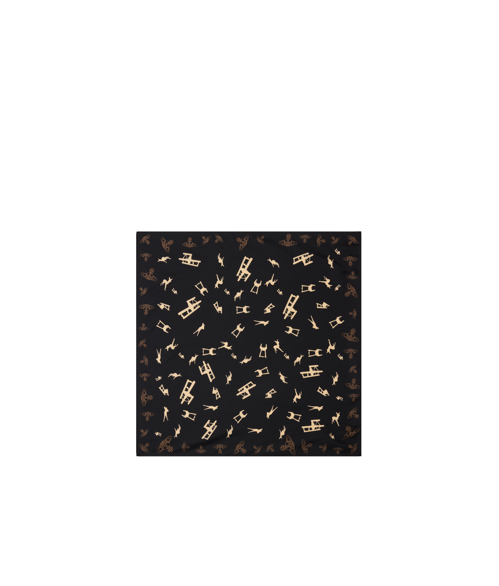 Vivienne Westwood Solid Deer Chair Square Scarf In Black