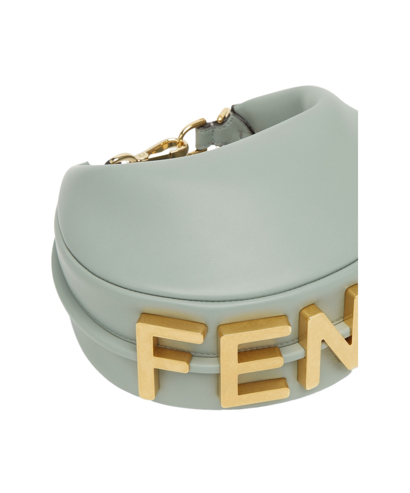 Fendi Women Powder Blue Leather Mini Graphy Handbag In Gray