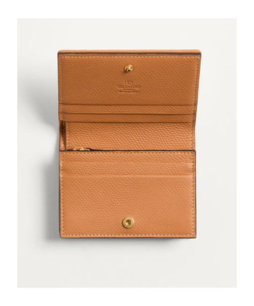 Shop Valentino Vlogo Cherry-jacquard Wallet In Nude
